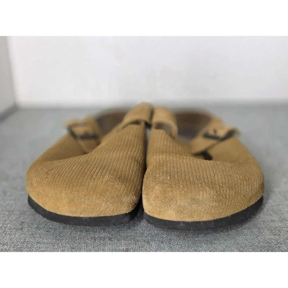 Birkenstock Sandals Slip On Shoes Boston Dark Beige Brown Corduroy Sz 44